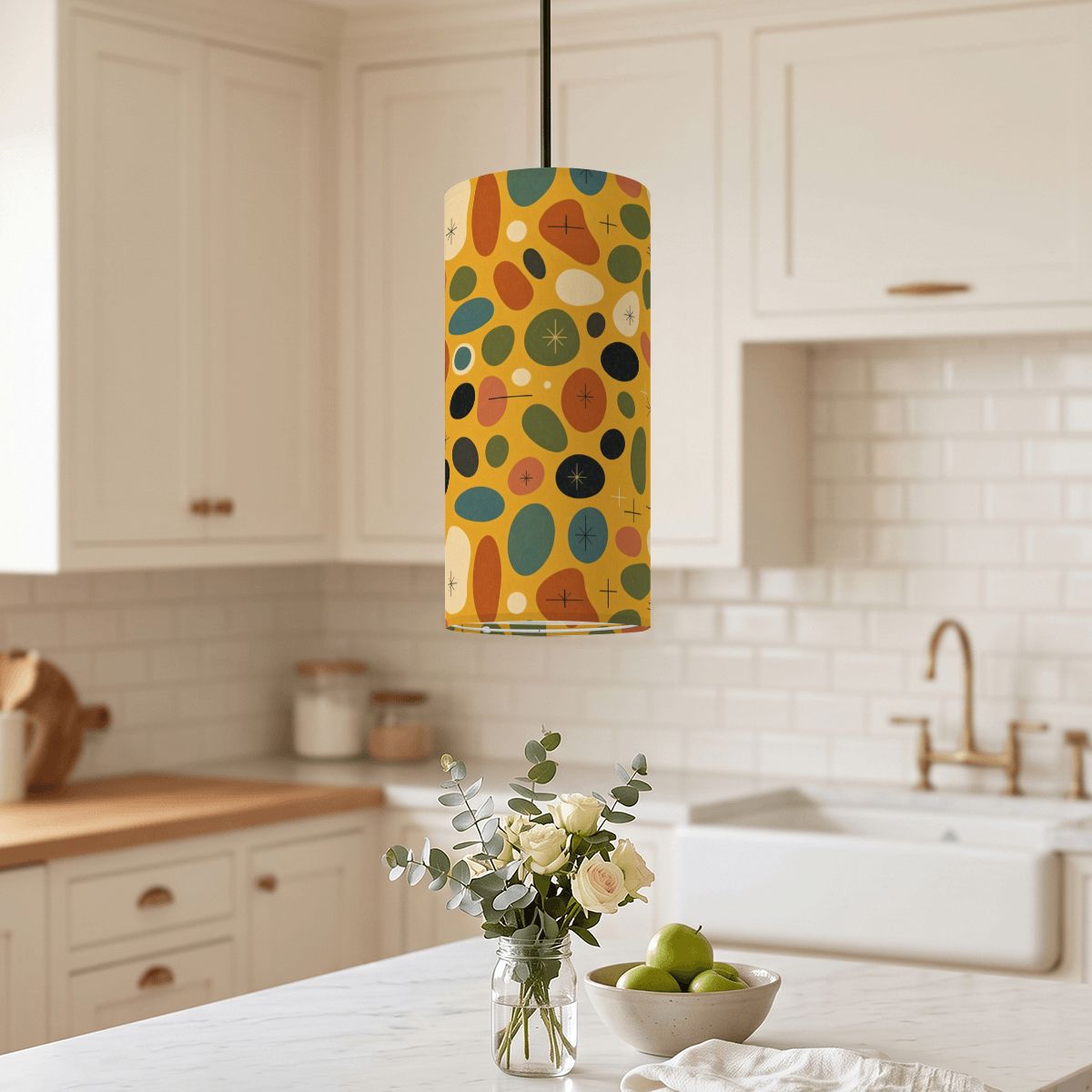 Confetti Dots Pendant Light | Mid-Century Modern Cylinder Ceiling Light