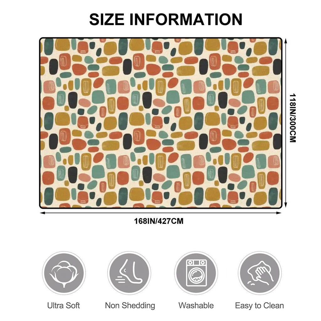 Mid-Century Modern Pebble Area Rug | Non-Slip Plush Floor Carpet
