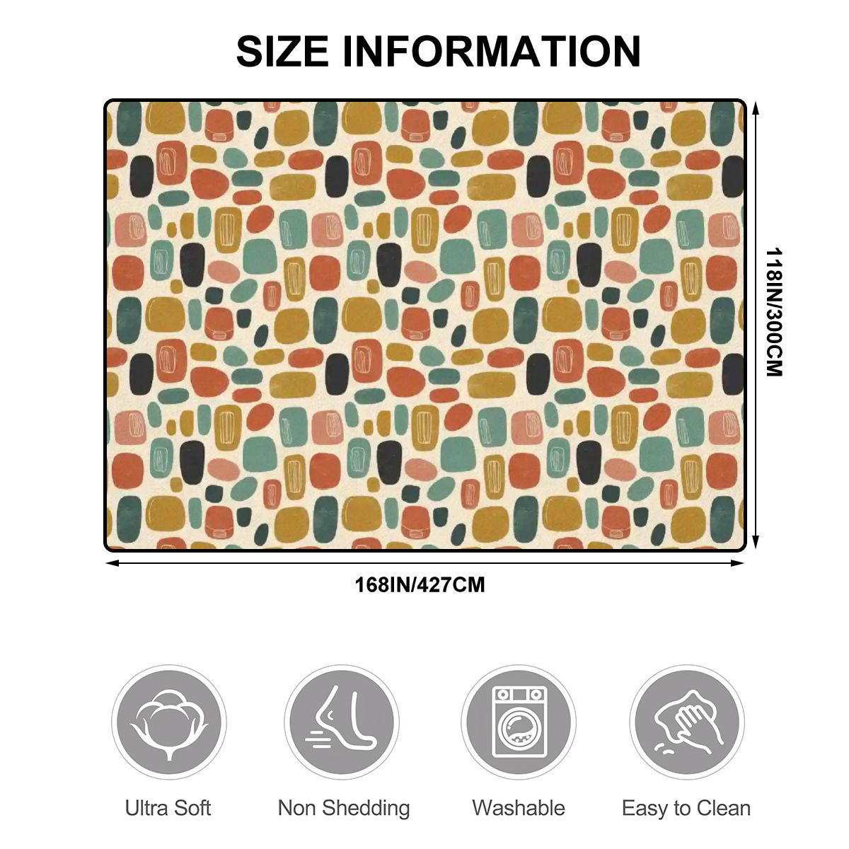 Mid-Century Modern Pebble Area Rug | Non-Slip Plush Floor Carpet