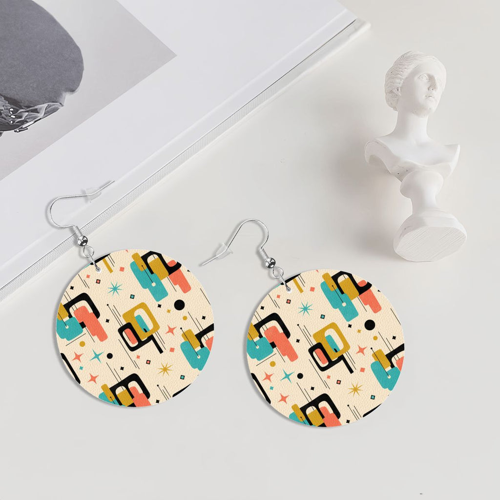 Mod Abstract Round Earrings | Mid-Century Modern Statement Drops