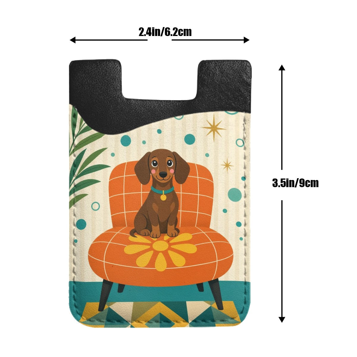 MCM-Era Illustrated Bear & Geometric Print Phone Card Holder
