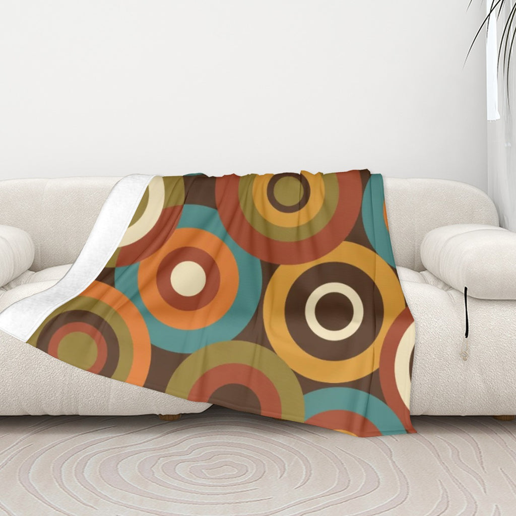 Mid-Century Modern Atomic Concentric-Circle Throw Blanket