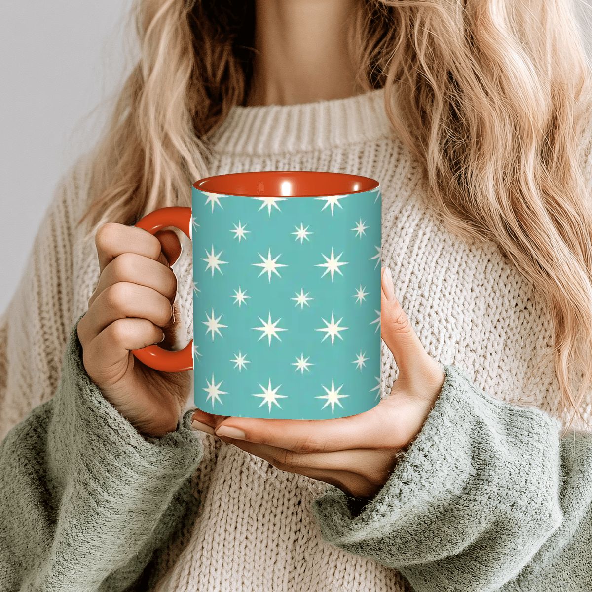 MCM-Era Turquoise Atomic Starburst 11 oz Ceramic Mug