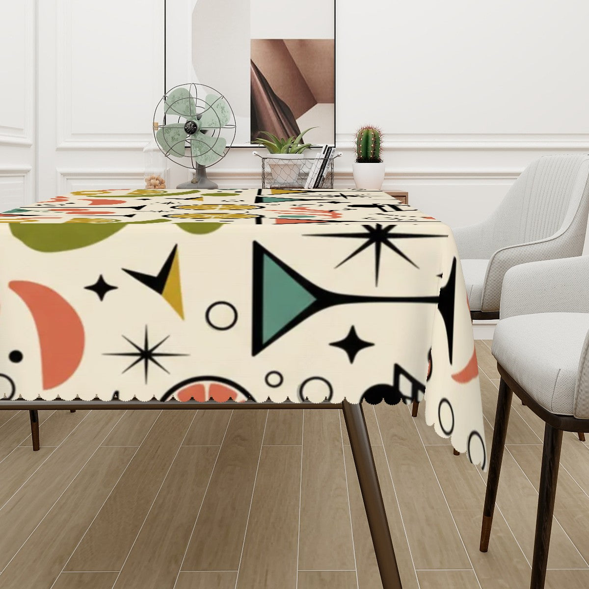 Atomic Martini Glasses Mid-Century Modern Tablecloth