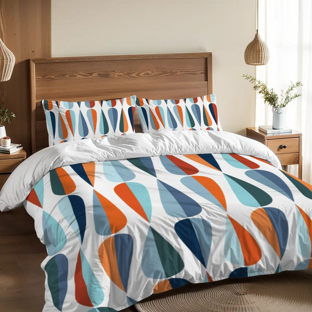 Mid-Century Modern Teardrop Geometric Duvet Cover Set