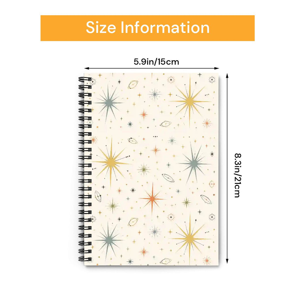 Mid-Century Modern Atomic Starburst Spiral Notebook