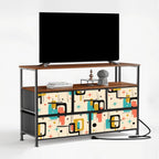 Color-Block Geometric Five-Drawer Mid-Century Modern Media Console