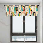 Mid-Century Modern Window Valance — Atomic Pop Shapes, 2 Panels (52"×18")