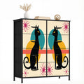 Mid-Century Modern Atomic Cat Pair 8-Drawer Dresser