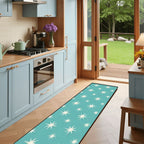 Mid-Century Modern Teal Atomic Starburst Runner Rug