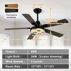 Multicolor Atomic 42-Inch Ceiling Fan with Light