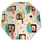 MCM-Era Atomic Starburst Geometric Print UV Umbrella