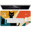 Mid-Century Modern Atomic Cat Colorblock Extended Mouse Pad