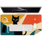 Mid-Century Modern Atomic Cat Colorblock Extended Mouse Pad