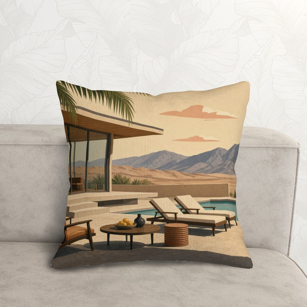 Mid-Century Modern Palm Springs Corduroy Throw Pillow Cover with Insert
