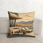 Mid-Century Modern Palm Springs Corduroy Throw Pillow Cover with Insert