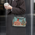 Atomic Christmas Cat Kiss-Lock Crossbody Bag
