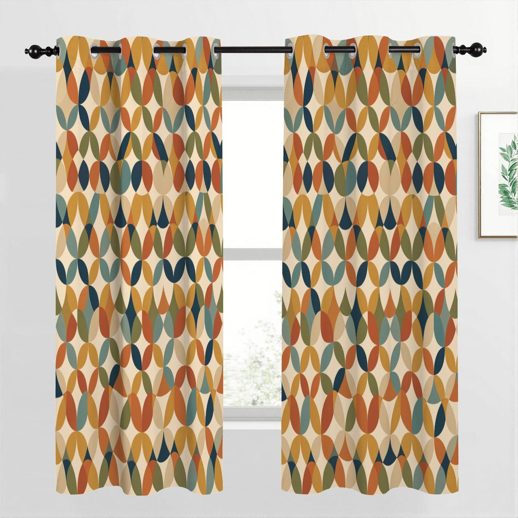 Mid-Century Modern Blackout Curtains — Ogee Leaf Drift, 2 Panels (52"×63")