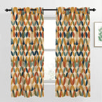 Mid-Century Modern Blackout Curtains — Ogee Leaf Drift, 2 Panels (52"×63")