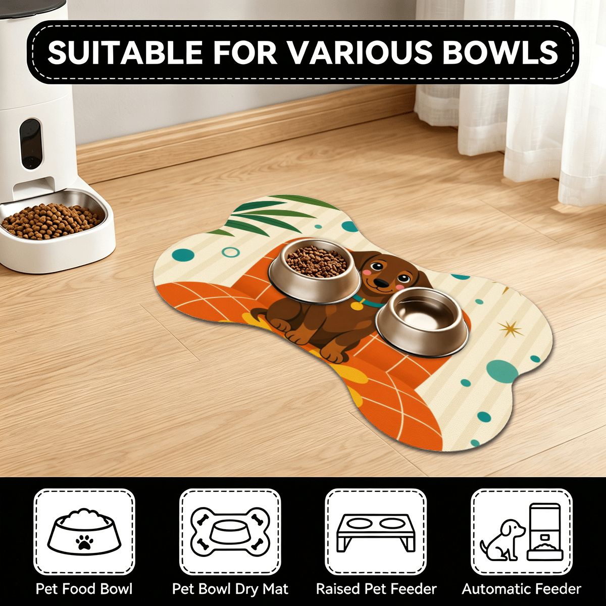 Atomic Dog Bone-Shaped Pet Feeding Mat