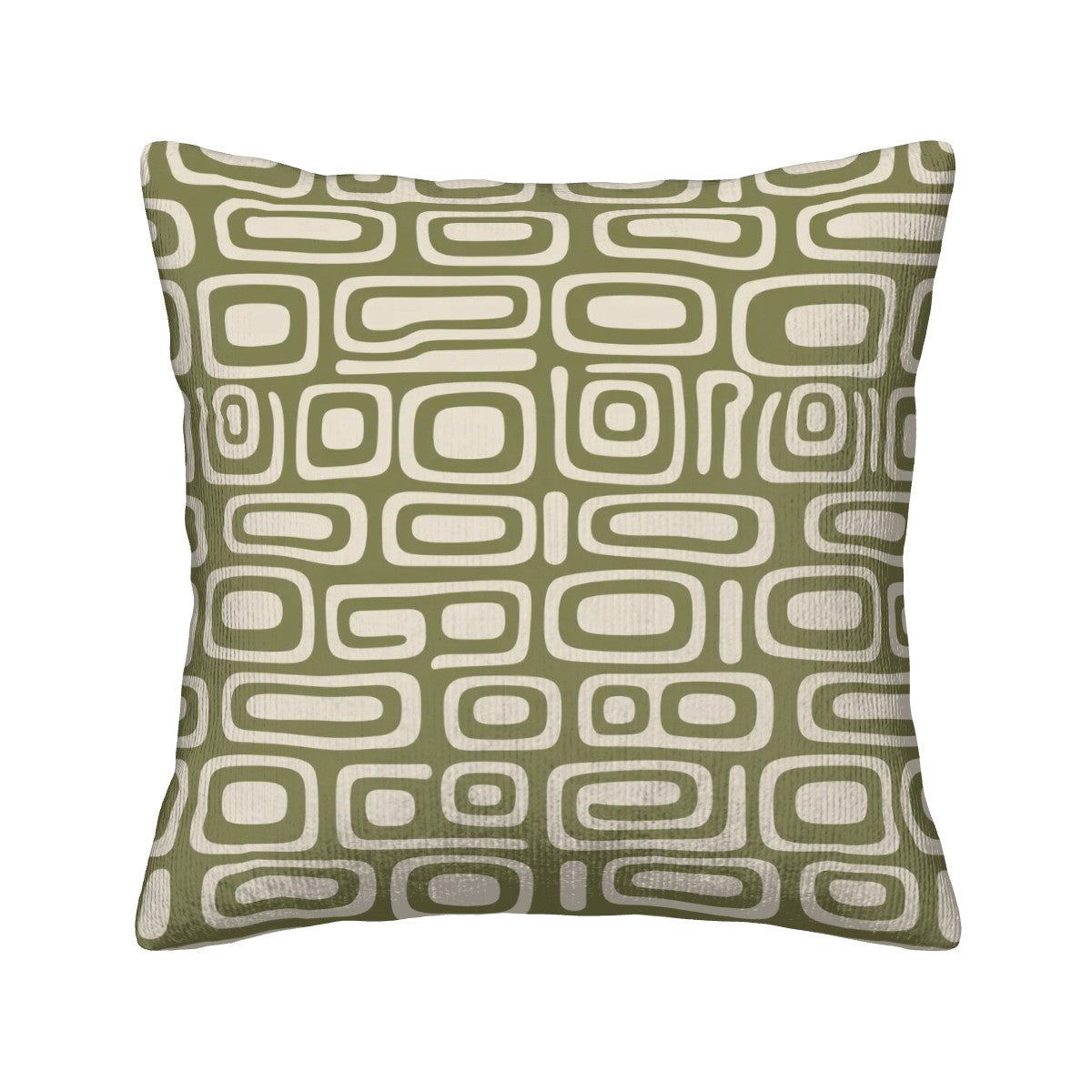 Mid-Century Olive Green Geometric Corduroy Throw Pillow