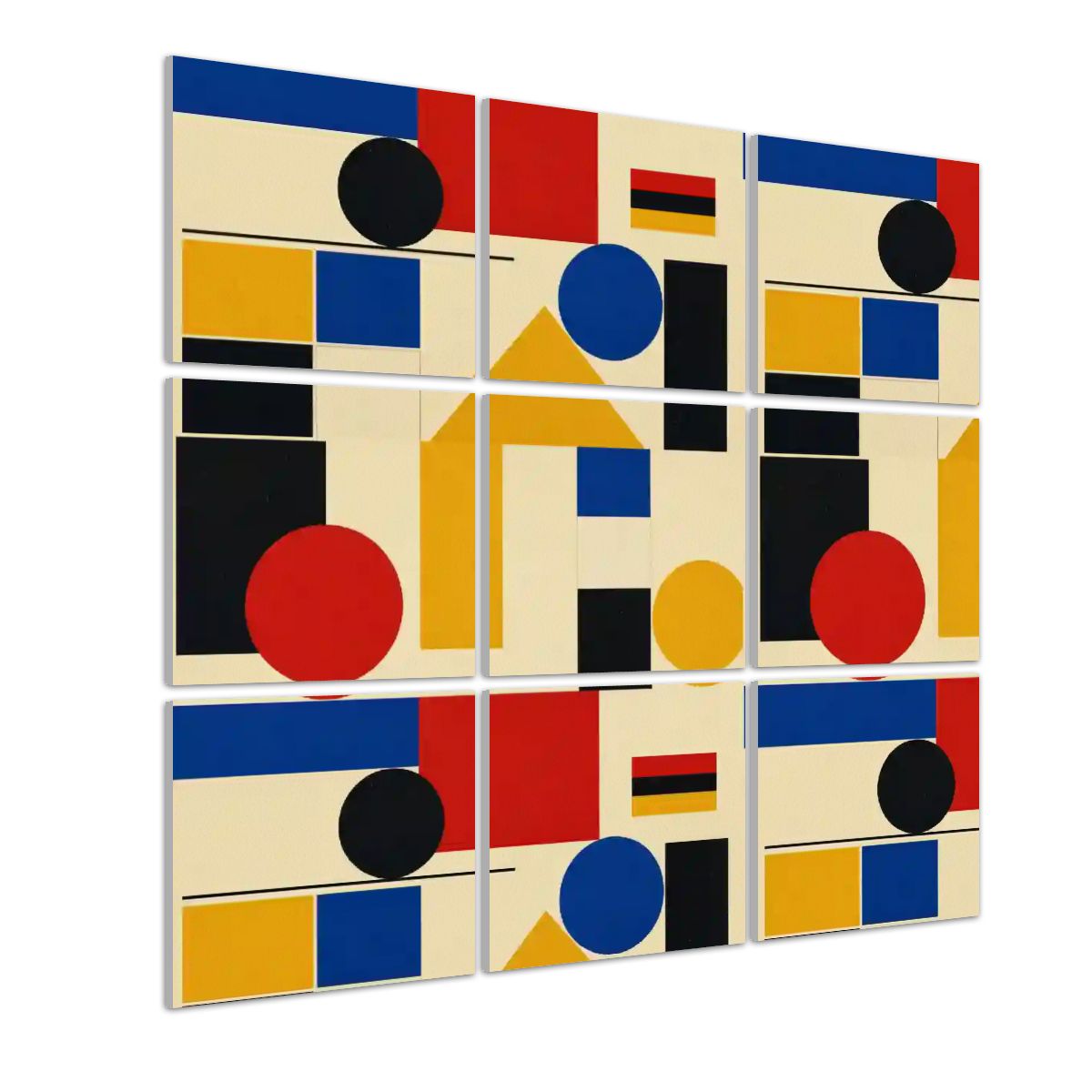 Bauhaus Geometric Acoustic Wall Panels, 9-Piece Set