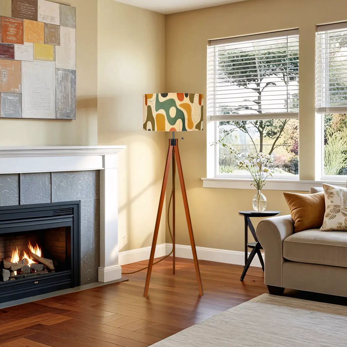 Mid-Century Modern Organic Shapes Tripod Floor Lamp