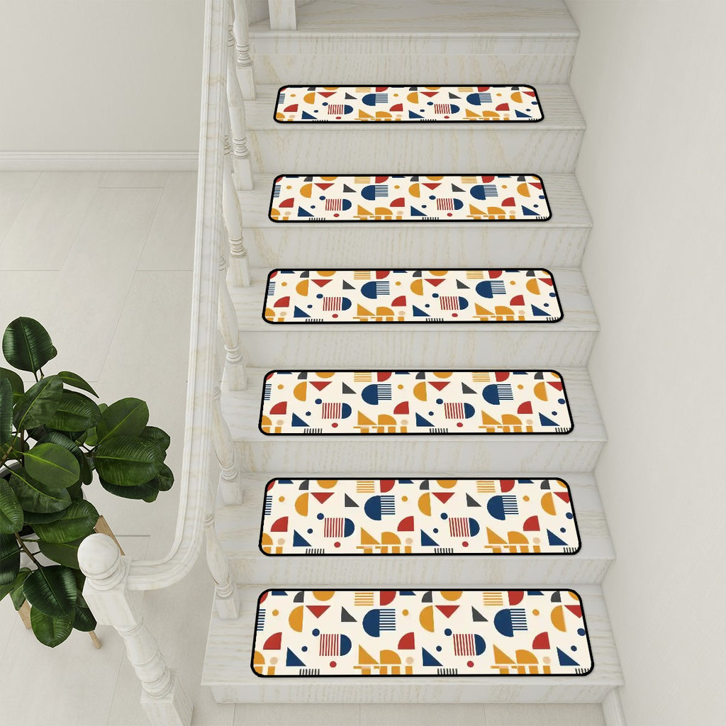 Bauhaus Geometric Color-Block Stair Tread Set