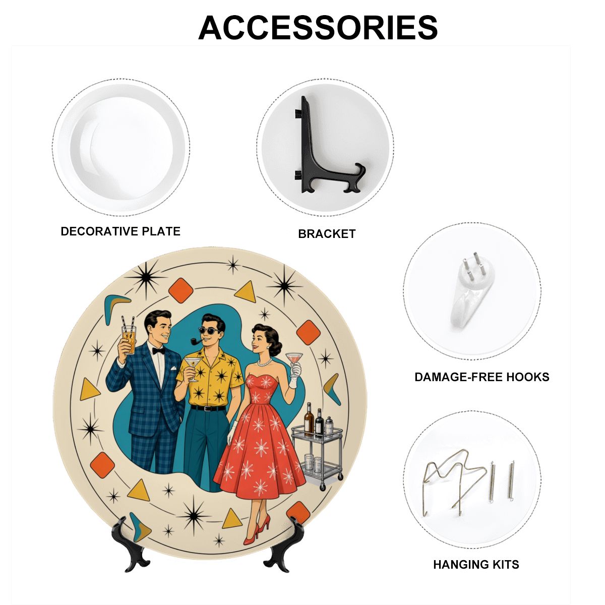 Mid-Century Modern Atomic Trio Ceramic Decorative Plate