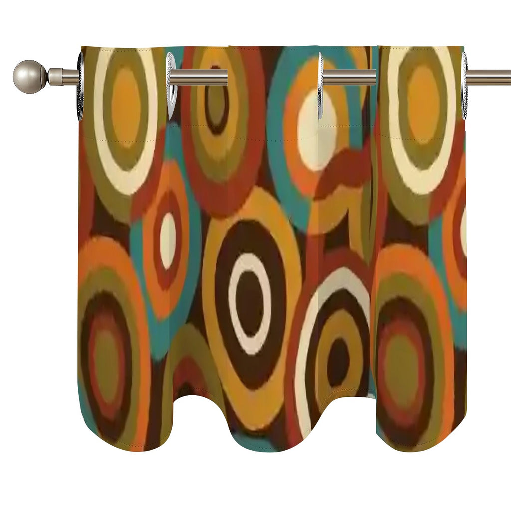 Mid-Century Modern Window Valance — Soda Pop Circles, 2 Panels (52"×18")