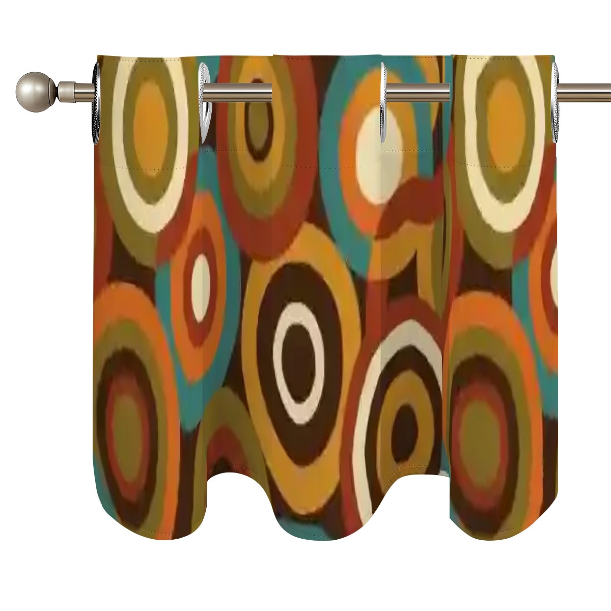 Mid-Century Modern Window Valance — Soda Pop Circles, 2 Panels (52"×18")