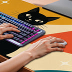 Mid-Century Modern Atomic Cat Colorblock Extended Mouse Pad