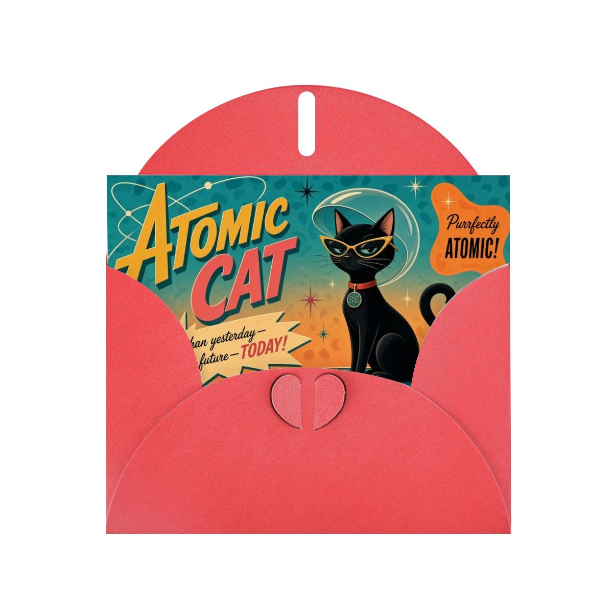 Atomic Cat Mid-Century Modern Greeting Card