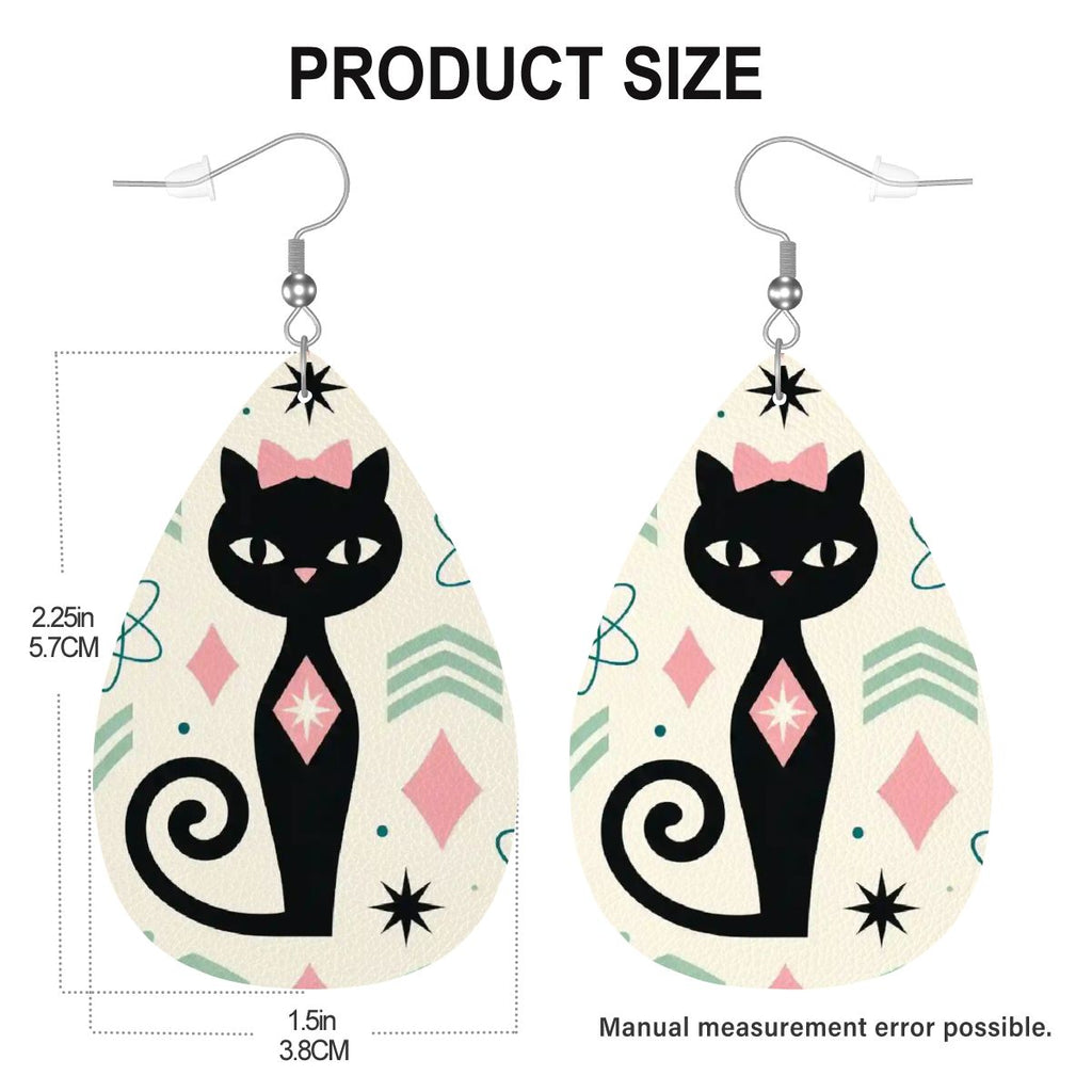 Atomic Cat Teardrop Earrings | Mid-Century Modern Statement Drops