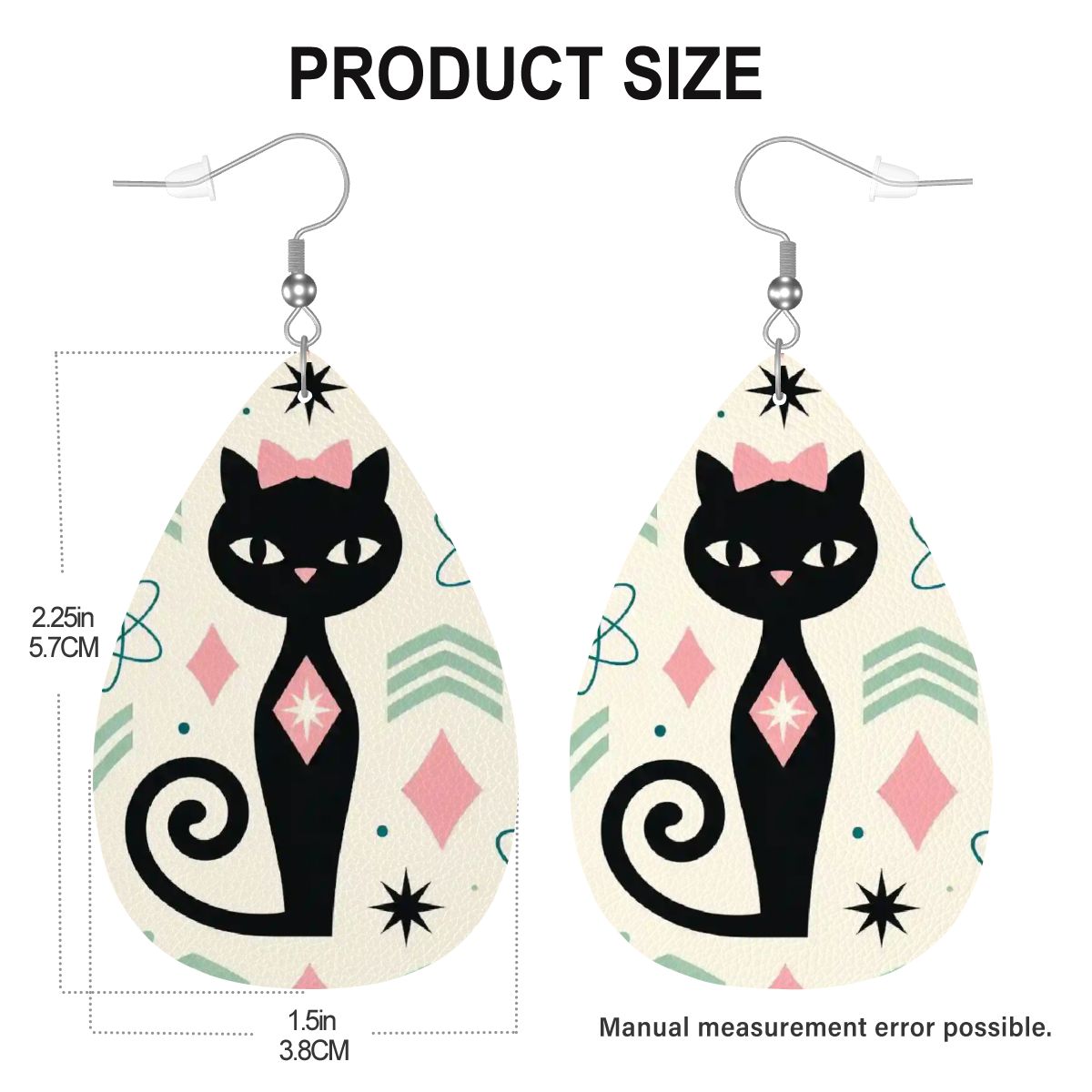Atomic Cat Teardrop Earrings | Mid-Century Modern Statement Drops