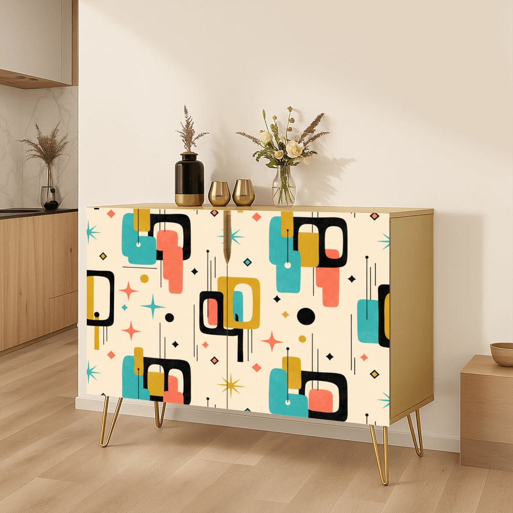 Mid-Century Modern Geometric Storage Cabinet, Made in USA