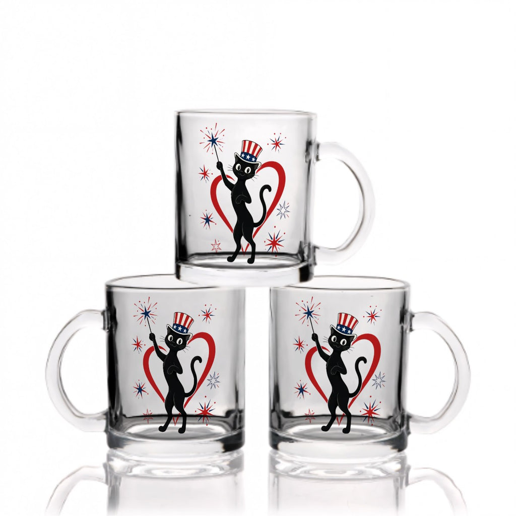 Patriotic Atomic Cat Glass Mug