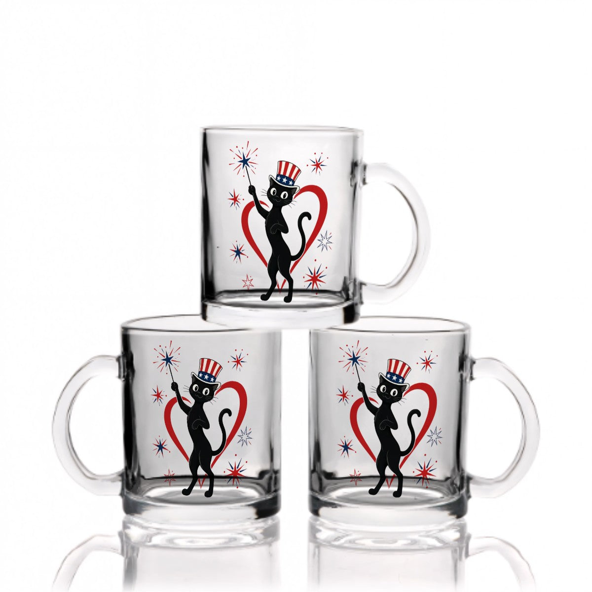 Patriotic Atomic Cat Glass Mug