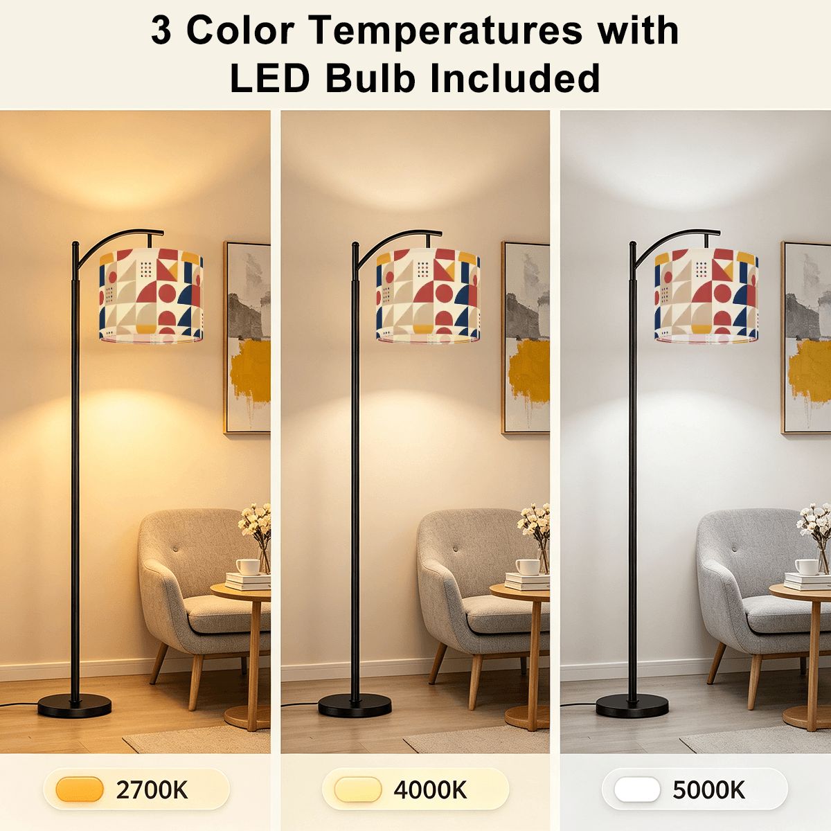 Bauhaus Geometric Arc Floor Lamp