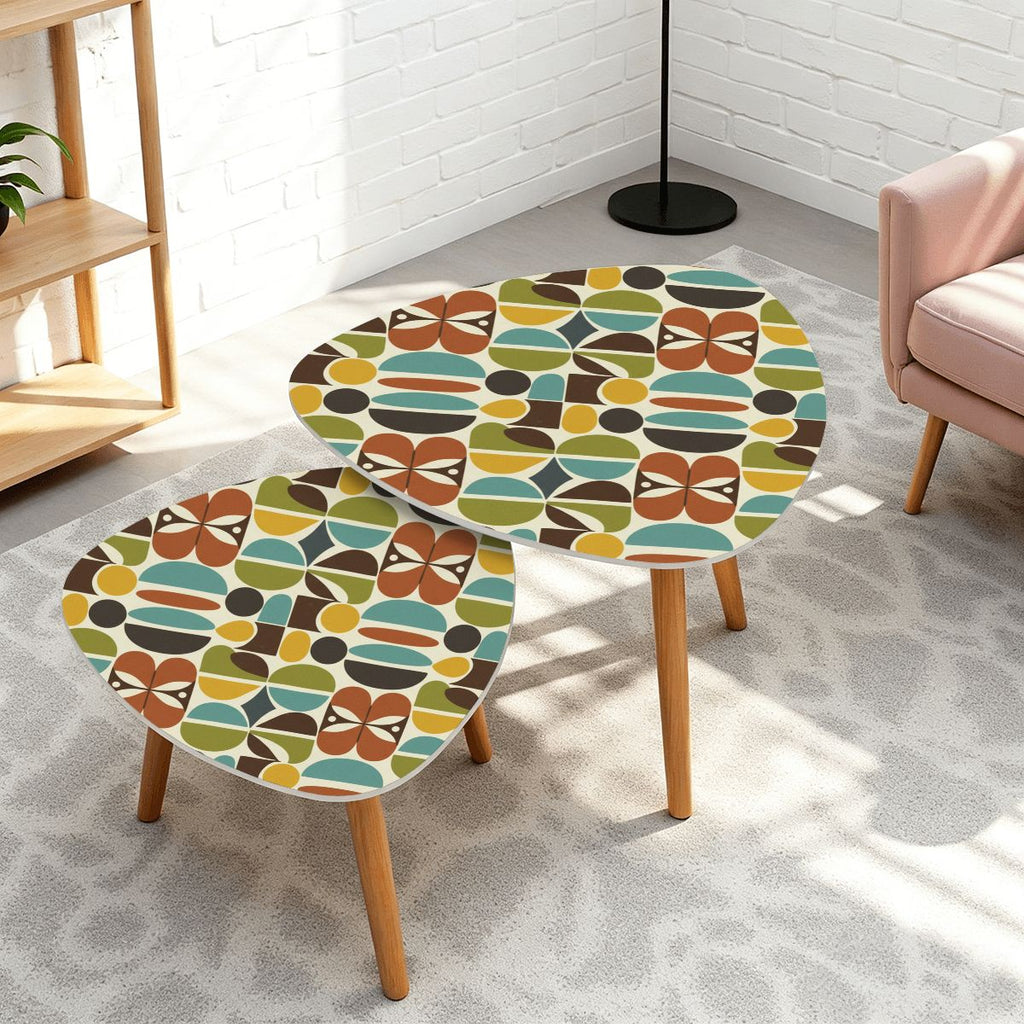 Mid-Century Modern Organic Mosaic Nesting Tables