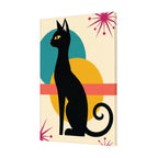 Mid-Century Modern Black Cat Framed Canvas Art