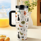 MCM-Era Cat & Botanical Atomic Print 40 oz Travel Tumbler