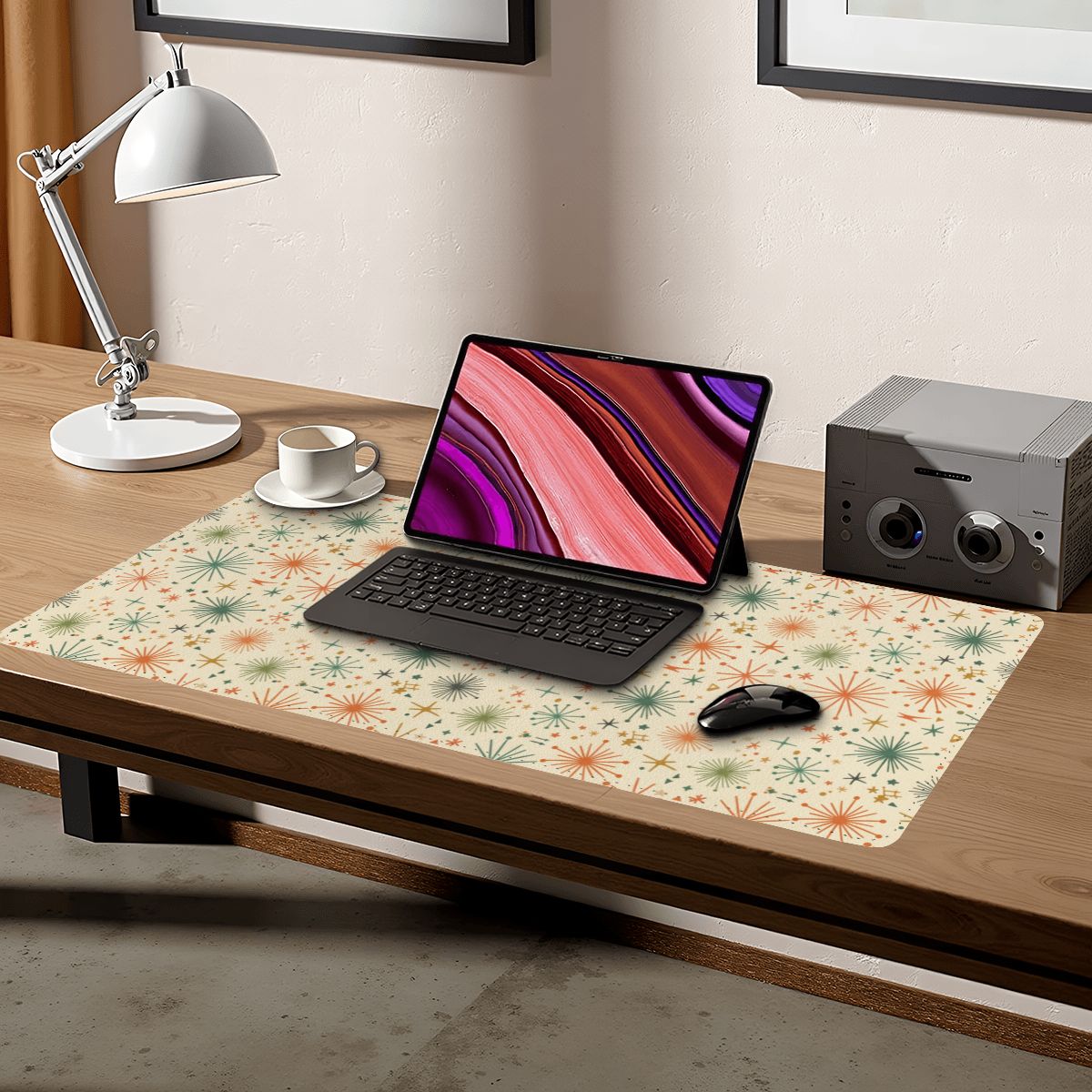 Mid-Century Modern Botanical Starburst Extended Mouse Pad