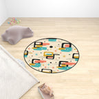 Mid-Century Modern Abstract Pattern Round Area Rug
