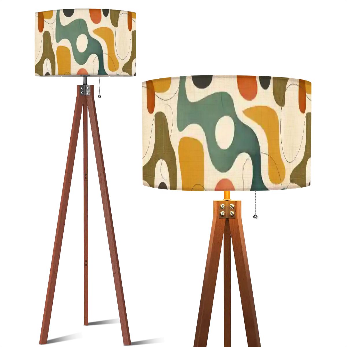 Mid-Century Modern Organic Shapes Tripod Floor Lamp
