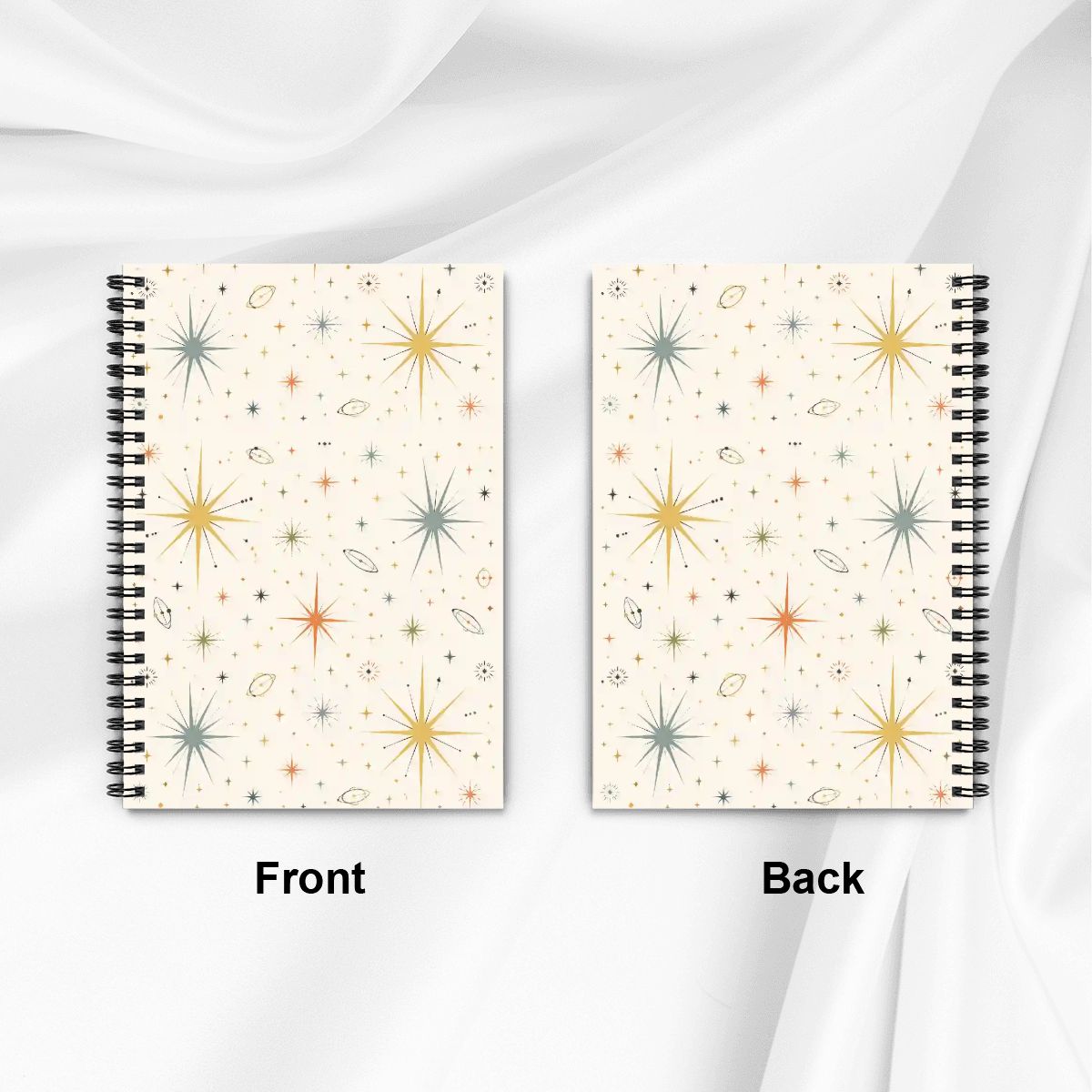Mid-Century Modern Atomic Starburst Spiral Notebook