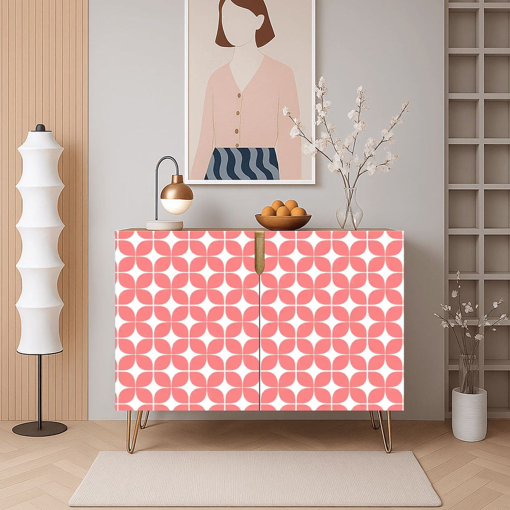 Mid-Century Modern Coral Atomic Geometric Storage Cabinet, Made in USA