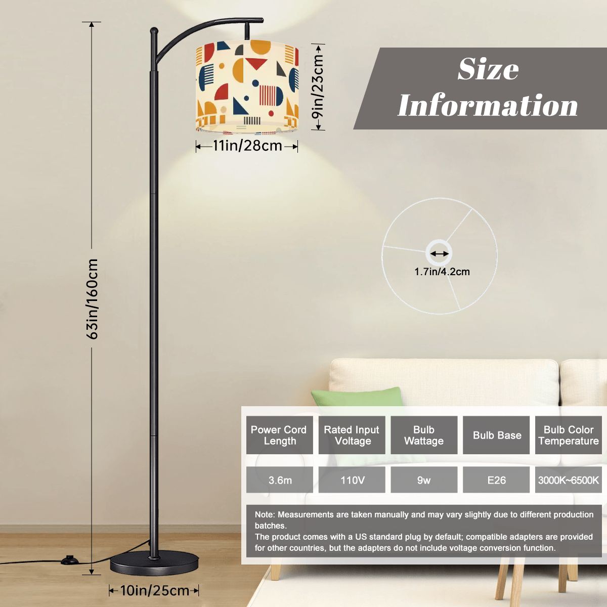Bauhaus Color-Block Arc Floor Lamp