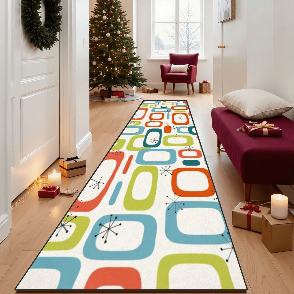 Mid-Century Modern Atomic Colorblock Runner Rug