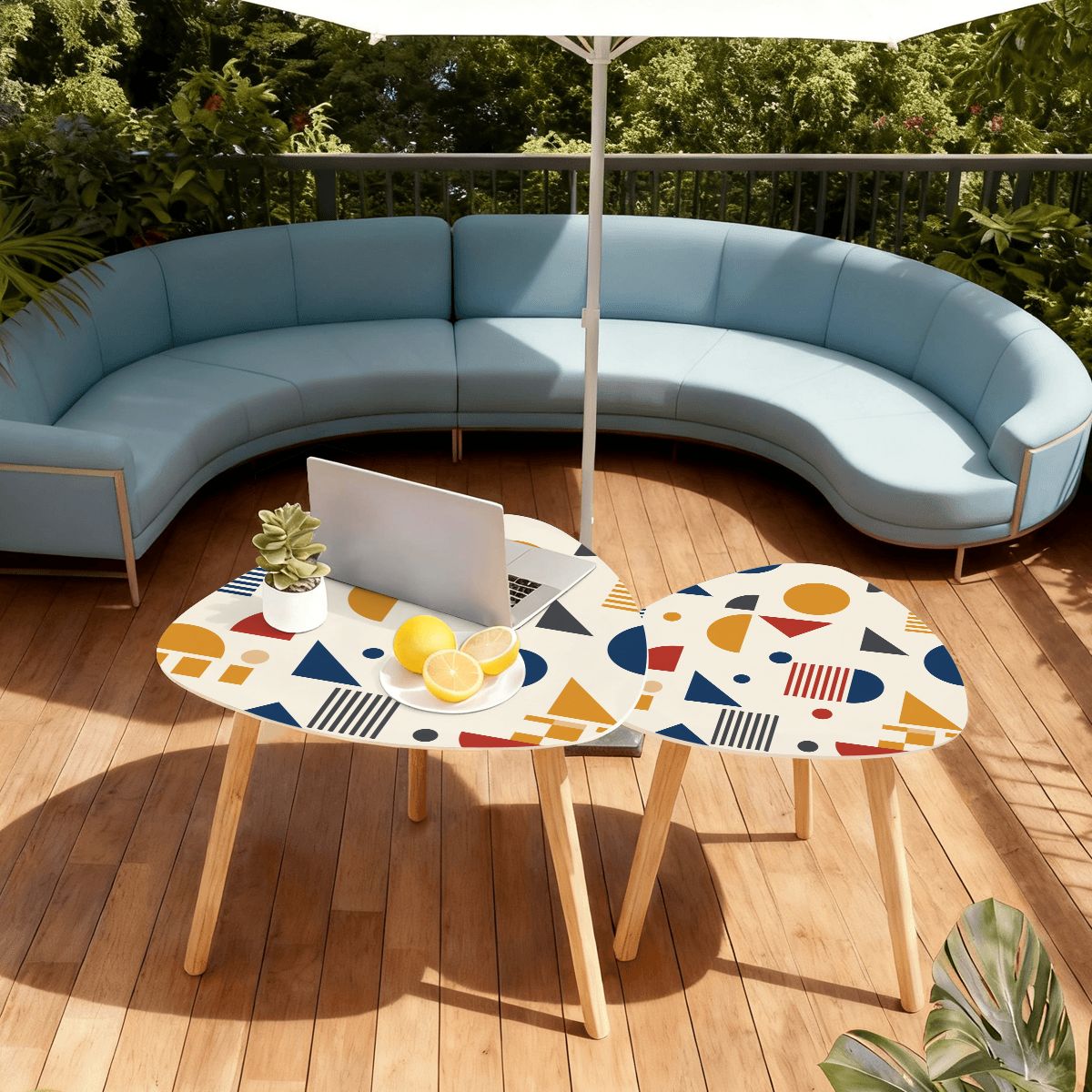 Bauhaus Geometric Nesting Coffee Table Set